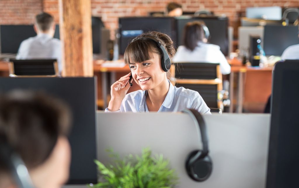 customer support operator employee working with a headset